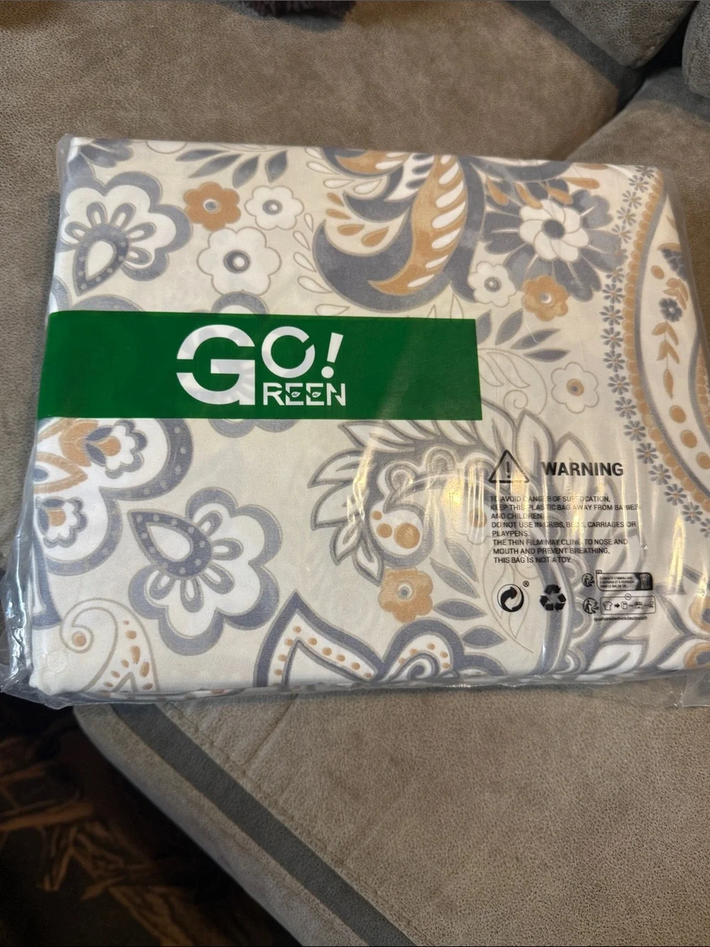 Floral Paisley Sheet Set in Cream, Gray & Tan